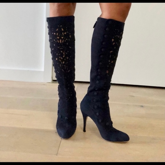 Classy authentic Valentino navy blue suede boots - Picture 2 of 4